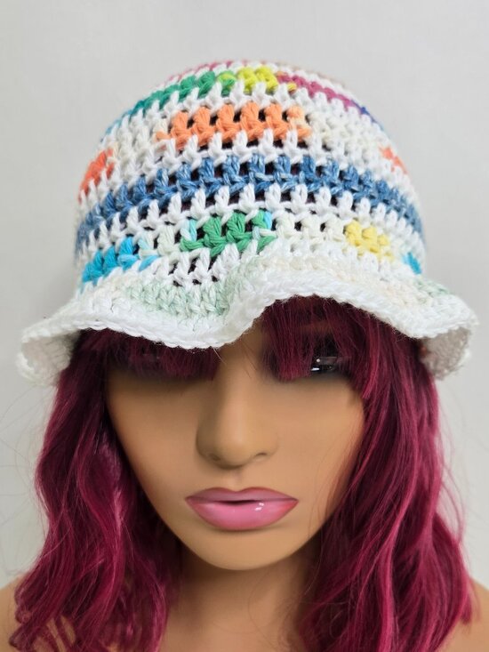 Scrap Crochet Bucket Hat: Multicolor Cotton Summer Beanie main image 9
